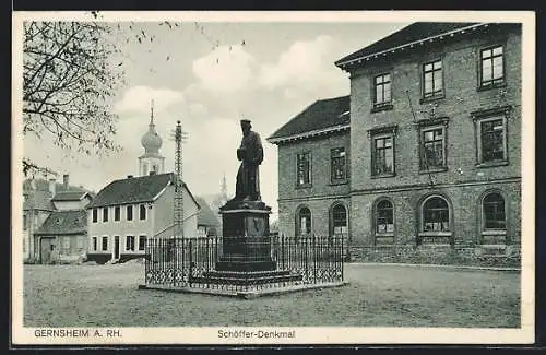AK Gernsheim a. Rh., Am Schöffer-Denkmal