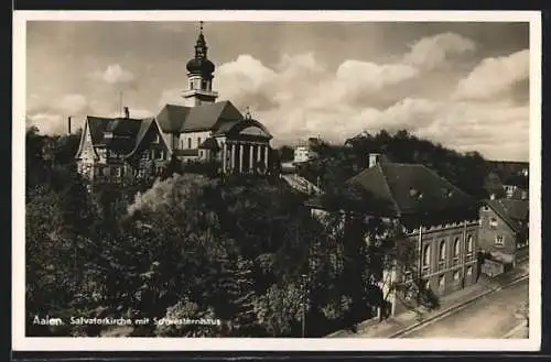 AK Aalen, Salvatorkirche mit Schwesternhaus aus der Vogelschau