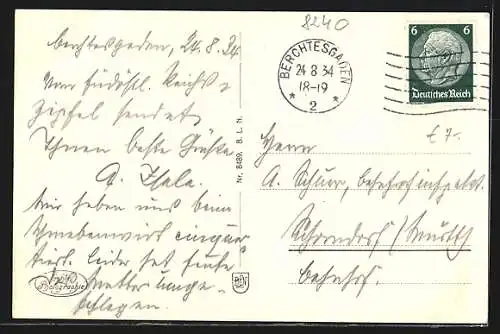 AK Berchtesgaden, Ortsansicht, Frau in Tracht