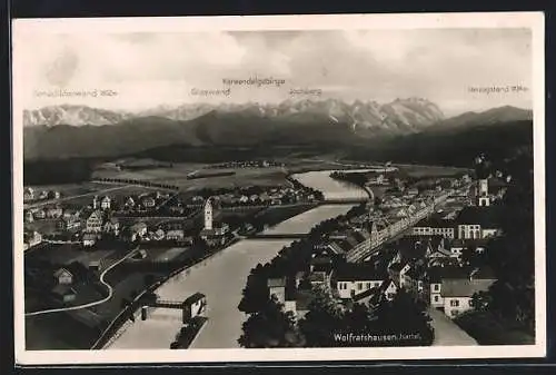 AK Wolfratshausen, Generalansicht mit dem Fluss