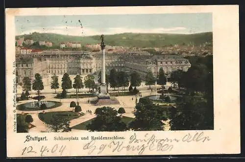 AK Stuttgart, Schlossplatz und Residenzschloss