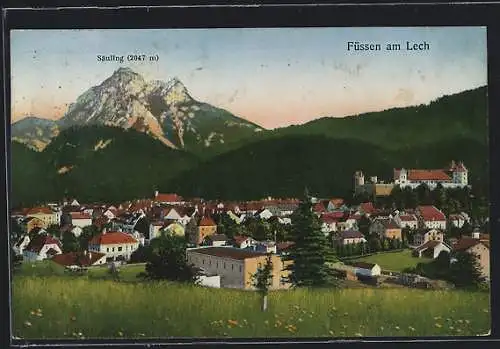 AK Füssen am Lech, Ortsansicht mit Säuling
