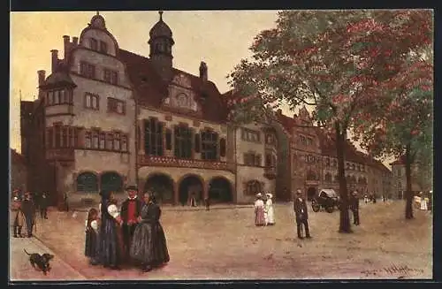 Künstler-AK Heinrich Hoffmann: Freiburg i. Br., Altes und neues Rathaus