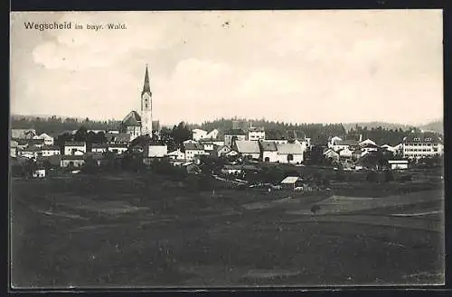 AK Wegscheid /Bayr. Wald, Ortsansicht mit Kirche