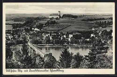 AK Vilshofen /Niederbayern, Ortsansicht mit Benediktinerabtei