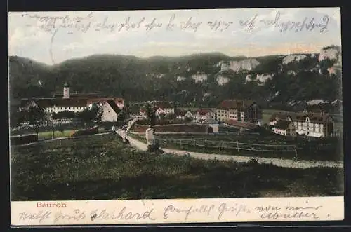 AK Beuron, Ortsansicht aus der Vogelschau