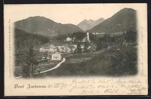 AK Jachenau, Ortsansicht aus der Vogelschau