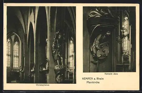 AK Kempen a. Rhein, Pfarrkirche mit Christophorus und Konsole