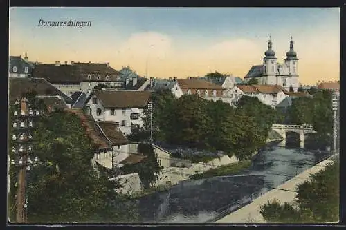 AK Donaueschingen, Teilansicht des Ortes