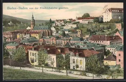 AK Baden-Baden, Ortsansicht von der Friedrichshöhe