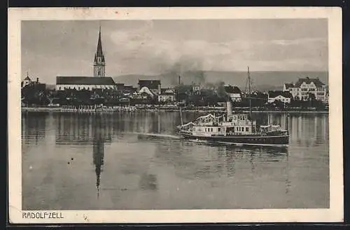 AK Radolfzell, Dampfer vor der Stadt