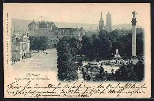 AK Stuttgart, Altes Schloss mit Schlossplatz