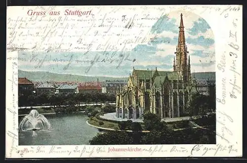 AK Stuttgart, Johanneskirche am Feuersee