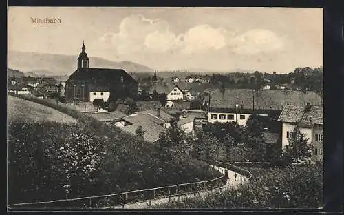 AK Miesbach, Ortsansicht mit Kirche