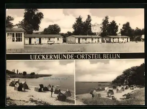 AK Ueckermünde-Bellin, Urlaubersiedlung und Strandpartie