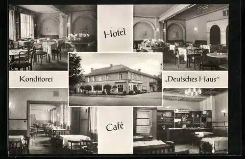 AK Rheinsberg, Deutsches Haus, Hotel-Café-Konditorei, Innenansicht