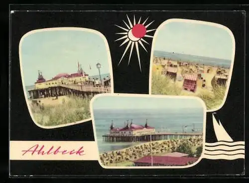 AK Ahlbeck /Usedom, Seebrücke und Strandpartie