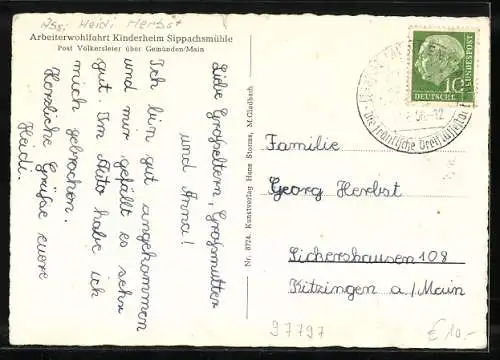 AK Völkersleier, Blick auf Arbeiterwohlfahrt Kinderheim Sippachsmühle