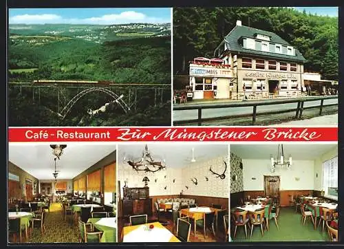 AK Solingen, Cafe-Restaurant Zur Müngstener Brücke, Innenansichten