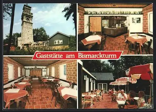 AK Velbert, Gaststätte am Bismarckturm, Innenansichten