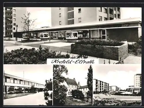 AK Krefeld-Elfrath, Gasthaus Elfrather Mühle, Kirche, Strassenpartie