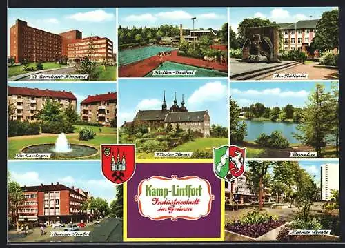 AK Kamp-Lintfort, St. Bernhard-Hospital, Hallen-Freibad, Parkanlagen, Kloster Kamp, Moerser Str. und Rathaus