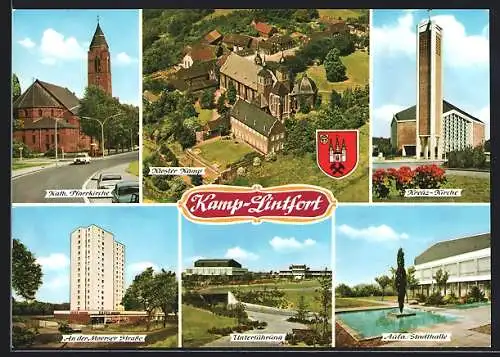 AK Kamp-Lintfort, Kath. Pfarrkirche, Kloster Kamp, Moerser Strasse, Unterführung, Aula und Stadthalle
