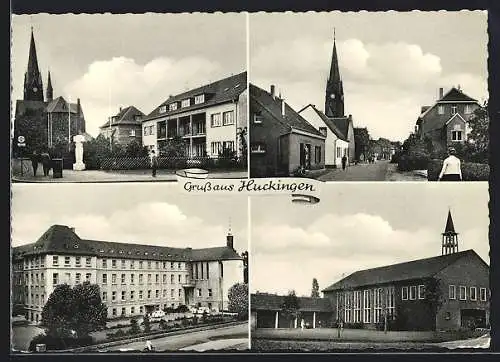 AK Huckingen, Kirche, Gebäudeansicht, Strassenpartie