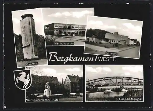 AK Bergkamen /Westf., Bildungsheim, Turnhalle, Ehrenmal