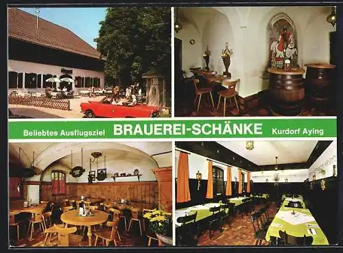 AK Aying /Obb., Gasthaus Ayinger Brauerei-Schänke, Innenansichten