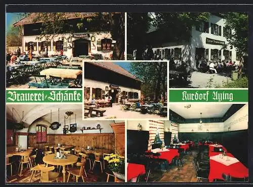 AK Aying, Gasthaus Brauerei-Schänke, Aussen- u. Innenansichten, Münchener Strasse 2
