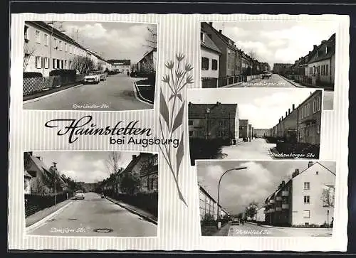 AK Haunstetten bei Augsburg, Mittenfeld Strasse, Danziger Strasse, Egerländer Strasse