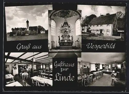 AK Ziemetshausen, Gasthaus zur Linde, Innenansichten