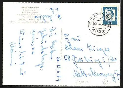 AK Steinenbronn bei Stuttgart, Hotel-Gasthof Krone