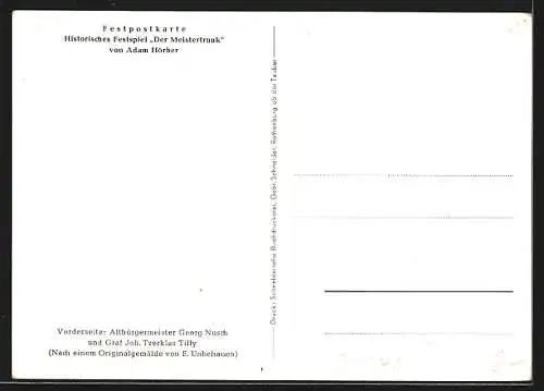 Künstler-AK Rothenburg o. d. Tbr., Historisches Festspiel Der Meistertrunk 1881-1956, Theaterszene