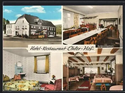 AK Ohl /Bez.Köln, Hotel-Restaurant Ohler Hof, Innenansichten Fremdenzimmer und Speisesaal