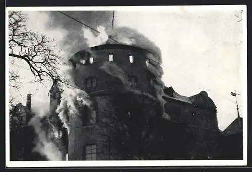 AK Stuttgart, Brandkatastrophe des alten Schlosses 21.-27. Dezember 1931