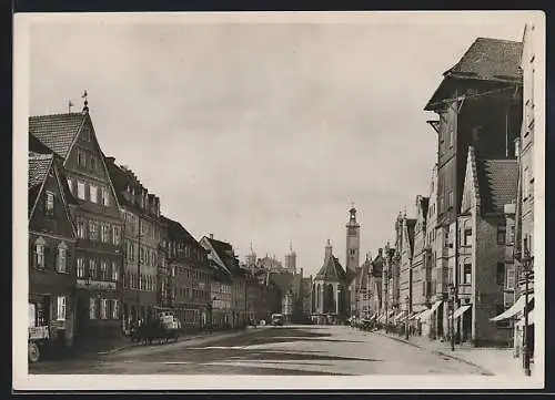 AK Augsburg, Ansicht der Jakoberstrasse mit Jakobskirche und Rathaustürmen