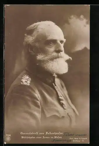 Foto-AK Heerführer, Portrait Generaloberst von Falkenhausen, Befehlshaber einer Armee im Westen