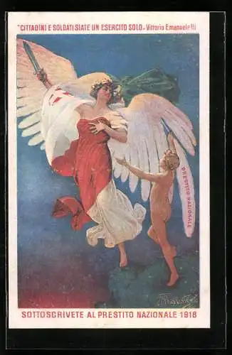 Künstler-AK Sottoscrivete al Prestiro Nazionale 1918