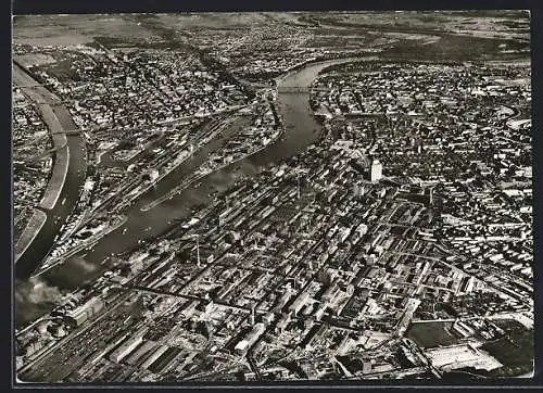 AK Ludwigshafen am Rhein, Stadtansicht vom Flugzeug aus