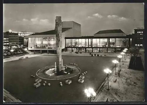 AK Ludwigshafen /Rhein, Neuer Pfalzbau mit Brunnen