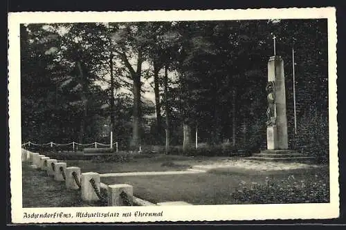 AK Aschendorf /Ems, Michaelisplatz mit Ehrenmal