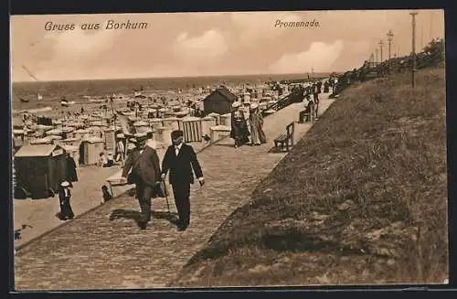 AK Borkum, Strand und Promenade