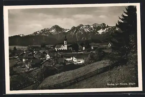 AK Rieden b. Füssen, Ortsansicht mit Kirche