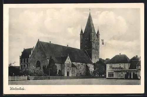 AK Westerstede, Strassenpartie mit Kirche