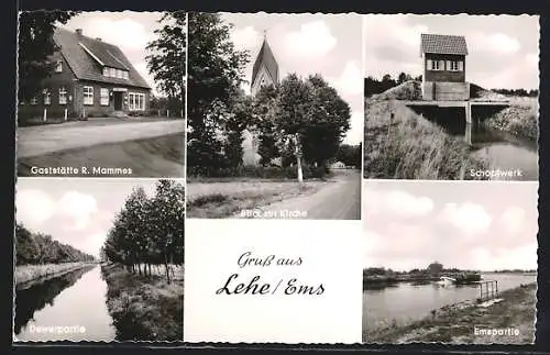 AK Lehe /Ems, Gaststätte R. Mammes, Schöpfwerk, Dewer- und Emspartie