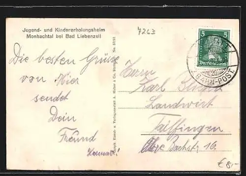 AK Bad Liebenzell, Jugend- u. Kindererholungsheim Monbachtal