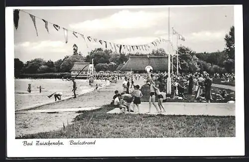 AK Bad Zwischenahn, Badestrand mit Liegewiese und Gebäuden