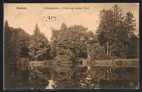 AK Rastede, Schlossgarten, Partie am runden Teich